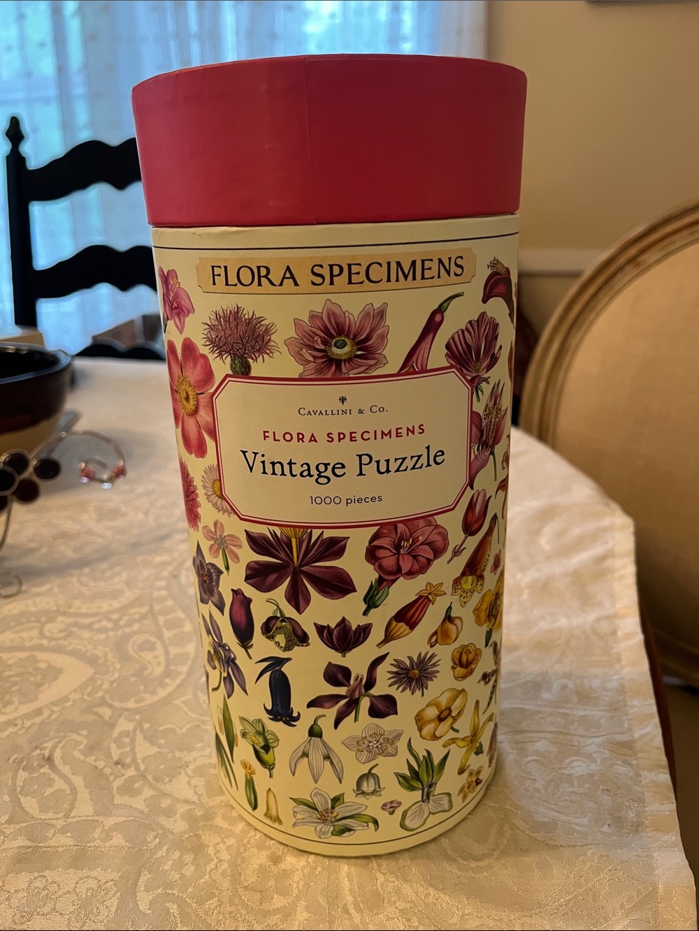 Cavallini & Co. Flora Specimens Vintage Puzzle - 1000 piece with Muslin Bag EUC